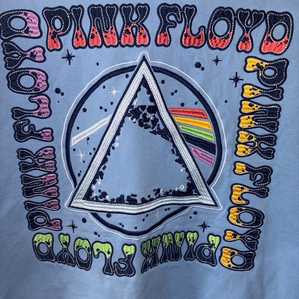 Pink Floyd Crewneck Sweatshirt Blue Graphic Prism Rainbow Size L Unisex fit - Picture 3 of 5
